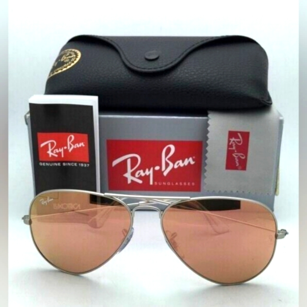 LIKE NEW Ray-Ban Pink Mirror Flash Aviator RB3025 Sunglasses Men and Women - Picture 10 of 16